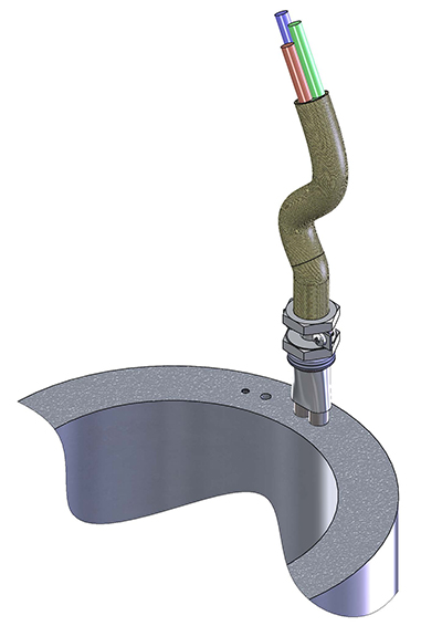 Anschlussrohr mit Kabel