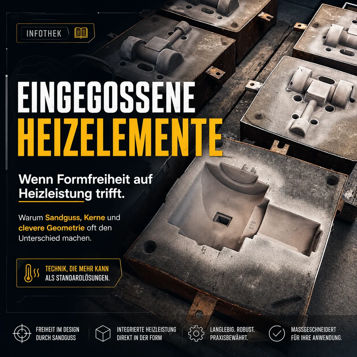Infothek Visual Sandgussverfahren und eingegossene Heizelemente